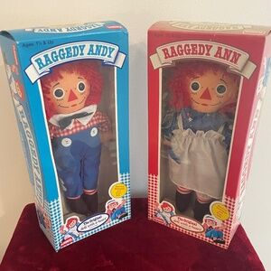 Vintage Playskool Raggedy Ann and Andy Dolls - New In Box -- 1987-1989